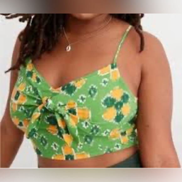 aerie Tie Front Fitted Crop Top - Picture 1 of 7